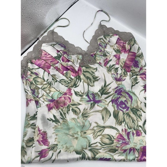 Victoria's Secret Floral Lace Trim Chemise - Pink and Green - Picture 4 of 7